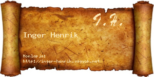 Inger Henrik névjegykártya